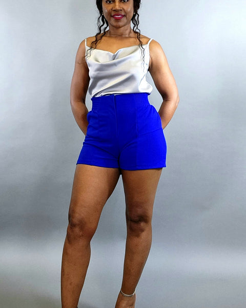 Ruffled Feathers Shorts-Royal - Oh, It's Me! Boutique