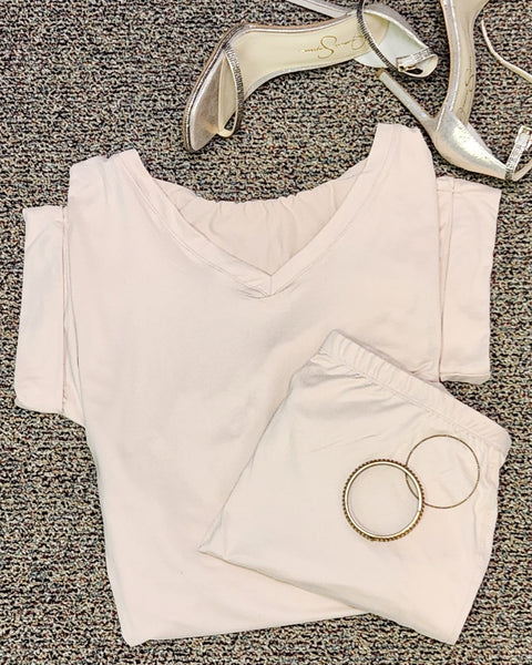 V NECK MICROFIBER PLUS-BLUSH - Oh, It's Me! Boutique