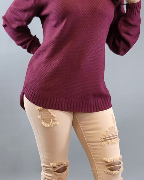 Sweater-Burgundy - Oh, It's Me! Boutique
