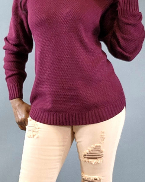 Sweater-Burgundy - Oh, It's Me! Boutique