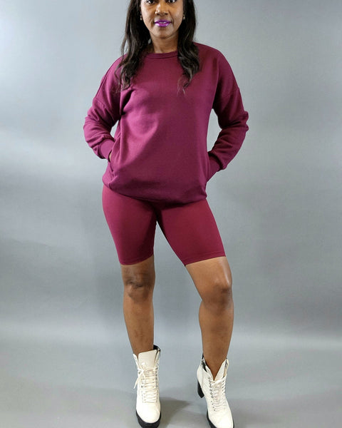 Hanging Out Sweatshirt-Burgundy - Oh, It's Me! Boutique