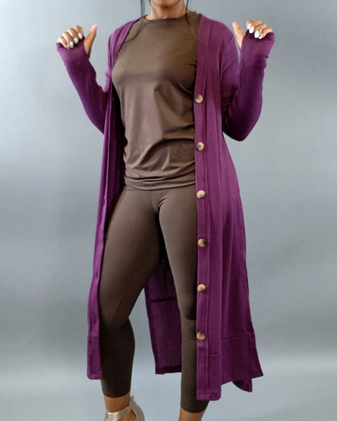 Cardigan eggplant - Oh, It's Me! Boutique