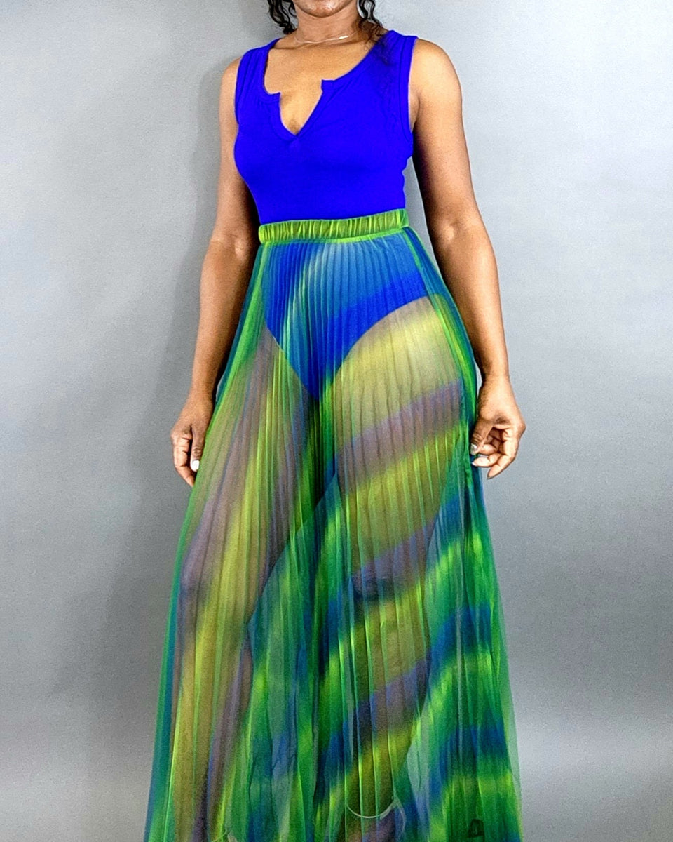 Dare Me Sheer Maxi-Green Multi - Oh, It's Me! Boutique