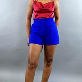 Ruffled Feathers Shorts-Royal - Oh, It's Me! Boutique