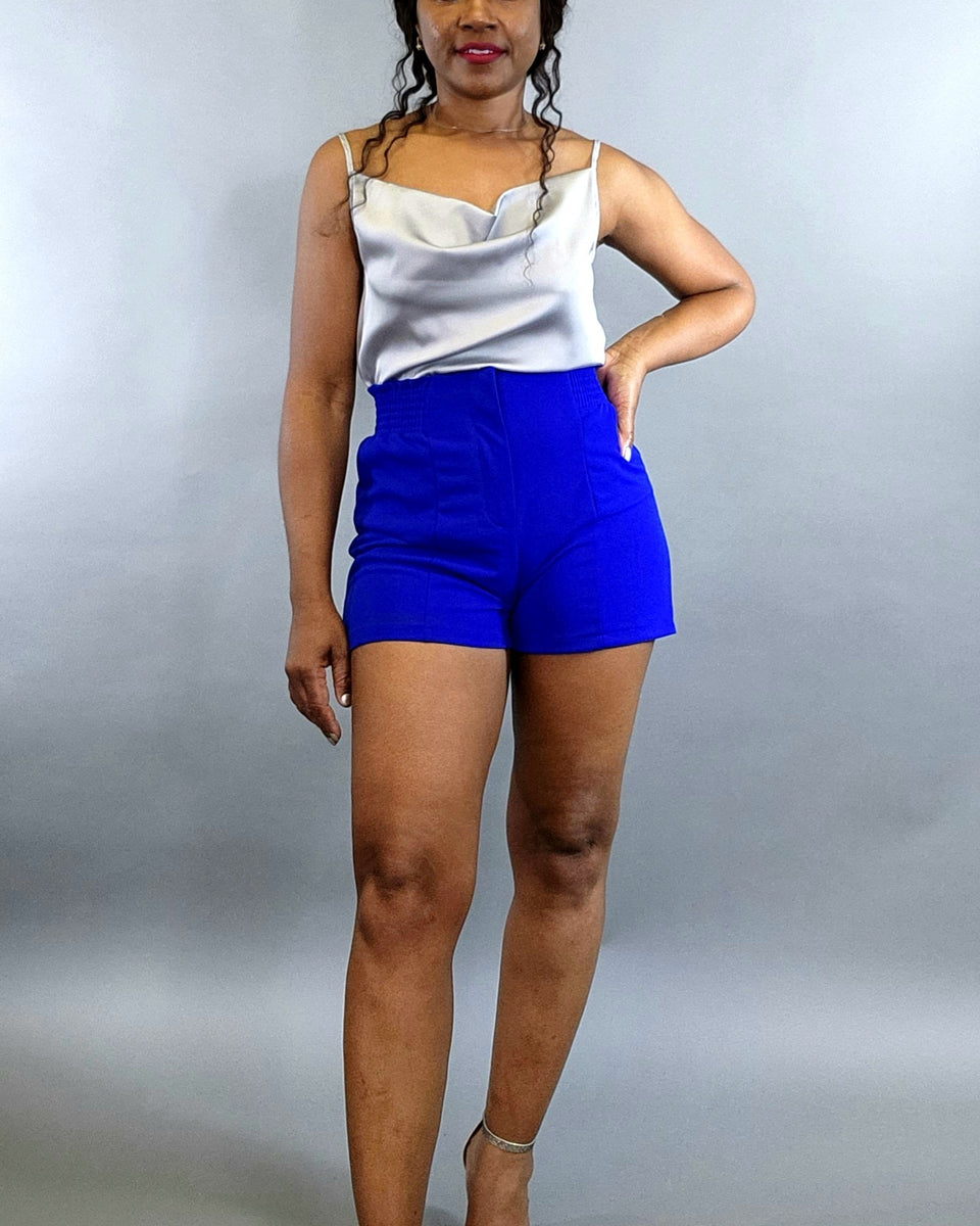 Ruffled Feathers Shorts-Royal - Oh, It's Me! Boutique
