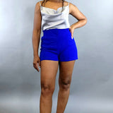 Ruffled Feathers Shorts-Royal - Oh, It's Me! Boutique