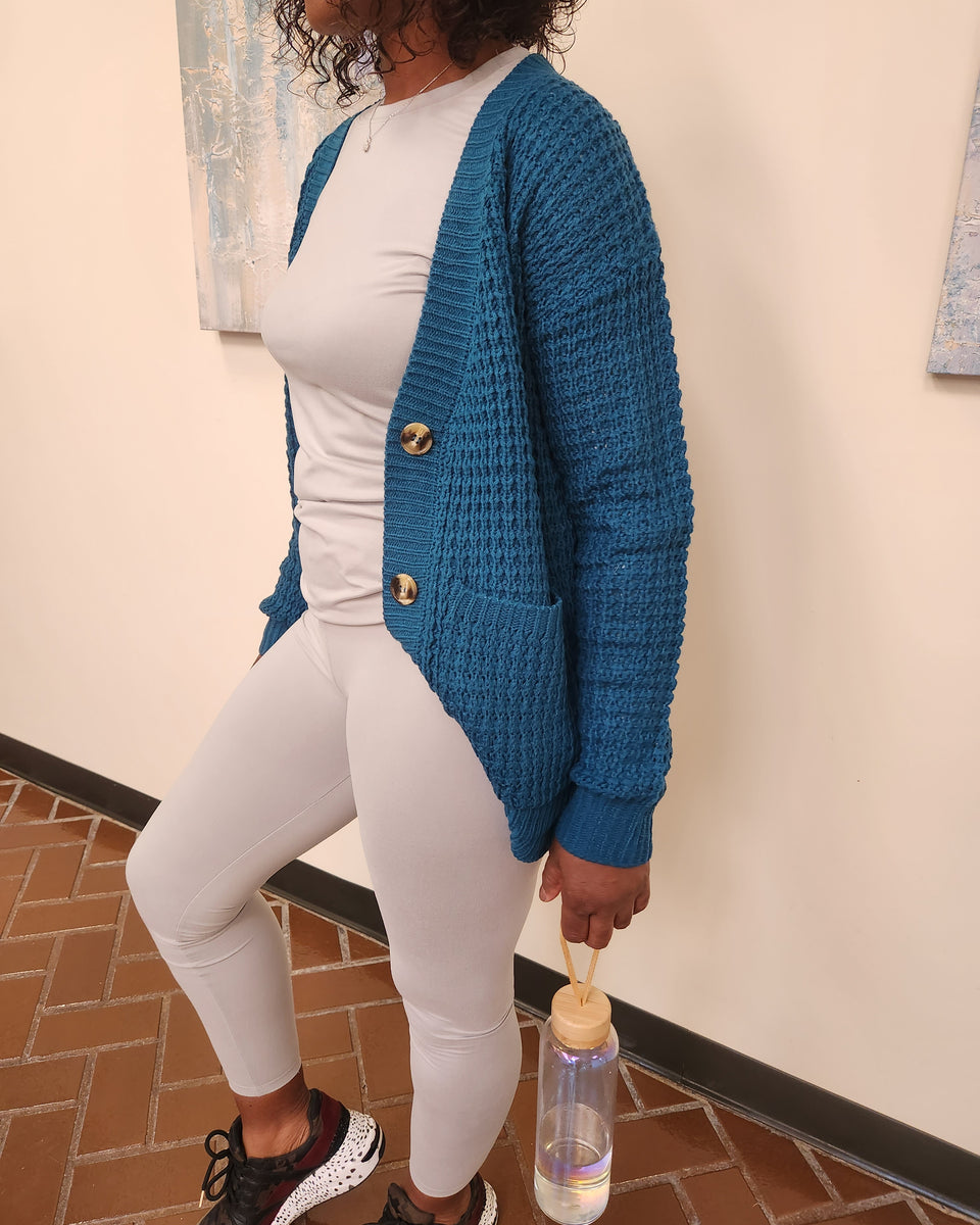 Cardigan- Turquoise - Oh, It's Me! Boutique