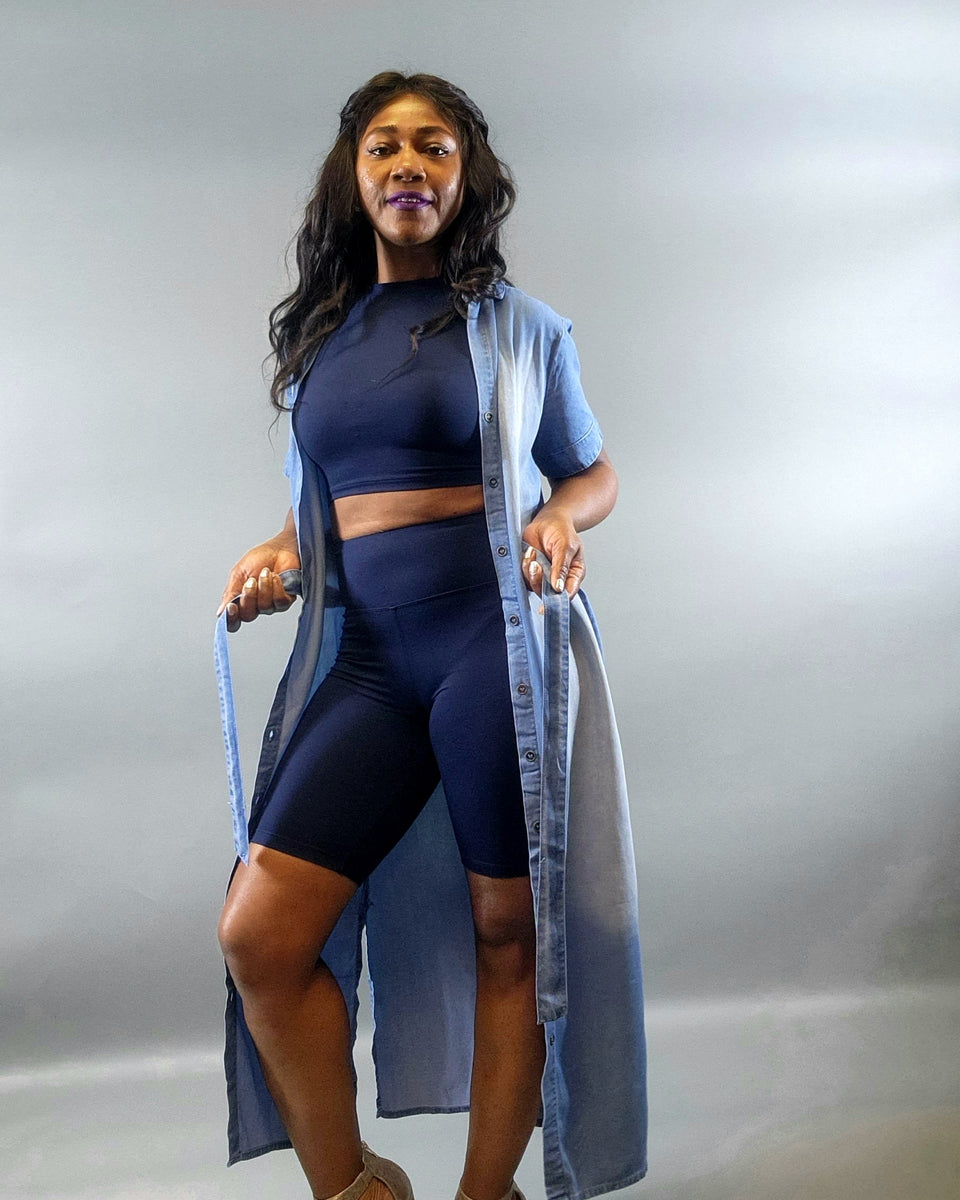 Either Way Cardigan Dress-Chambray - Oh, It's Me! Boutique