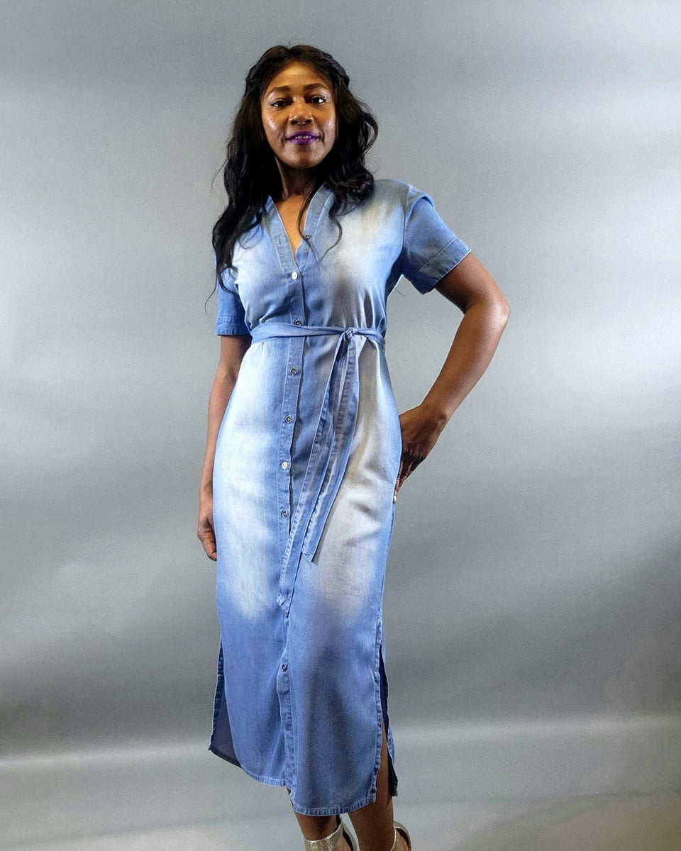 Either Way Cardigan Dress-Chambray - Oh, It's Me! Boutique