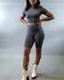 Crop Top & Short Legging Set-Ash Grey - Oh, It's Me! Boutique