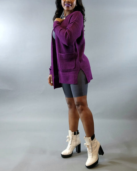 Cardigan-Dark Plum - Oh, It's Me! Boutique