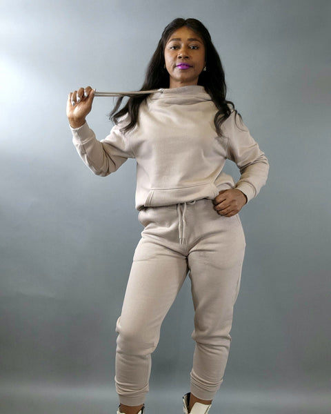 Jogger Hoodie Set-Beige - Oh, It's Me! Boutique