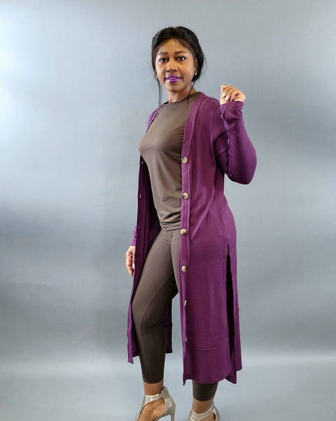 Cardigan eggplant - Oh, It's Me! Boutique