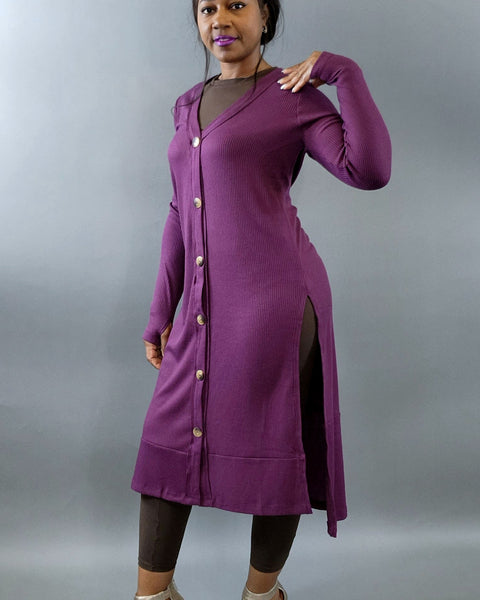 Cardigan eggplant - Oh, It's Me! Boutique
