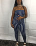 Striped Strapless Bodycon Jumpsuit-Blue - Oh, It's Me! Boutique